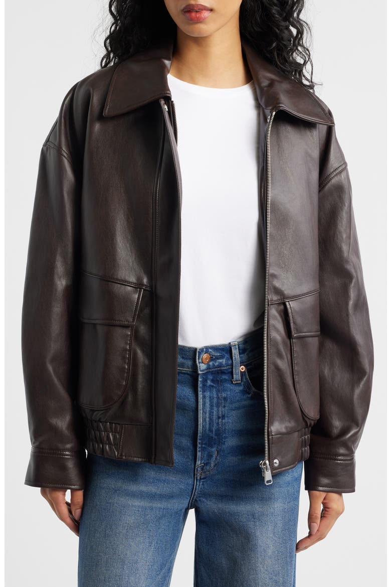 Marti Faux Leather Jacket, Main, color, BROWN