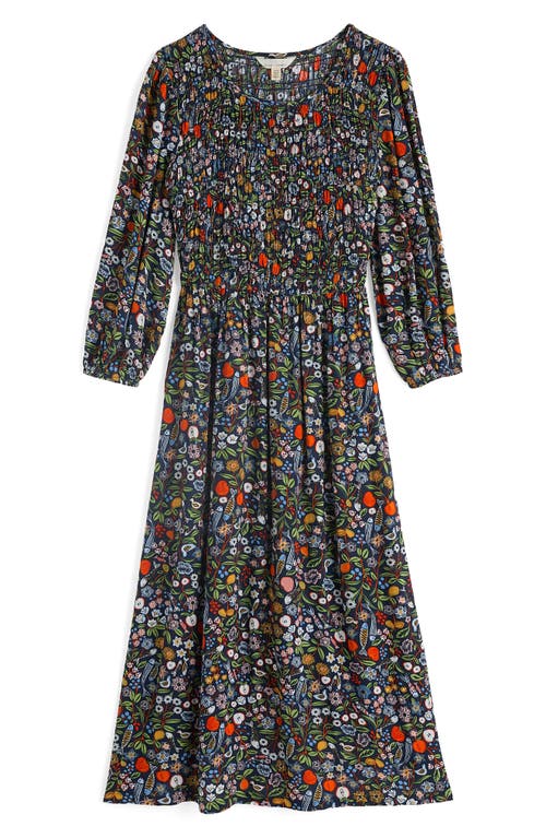 Seasalt Cornwall Meadowsweet Floral Smocked Long Sleeve Midi Dress
