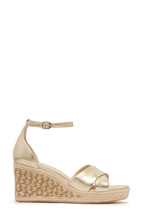 Frankie4 Baker Ankle Strap Espadrille Platform Wedge Sandal In Gold Tumbled