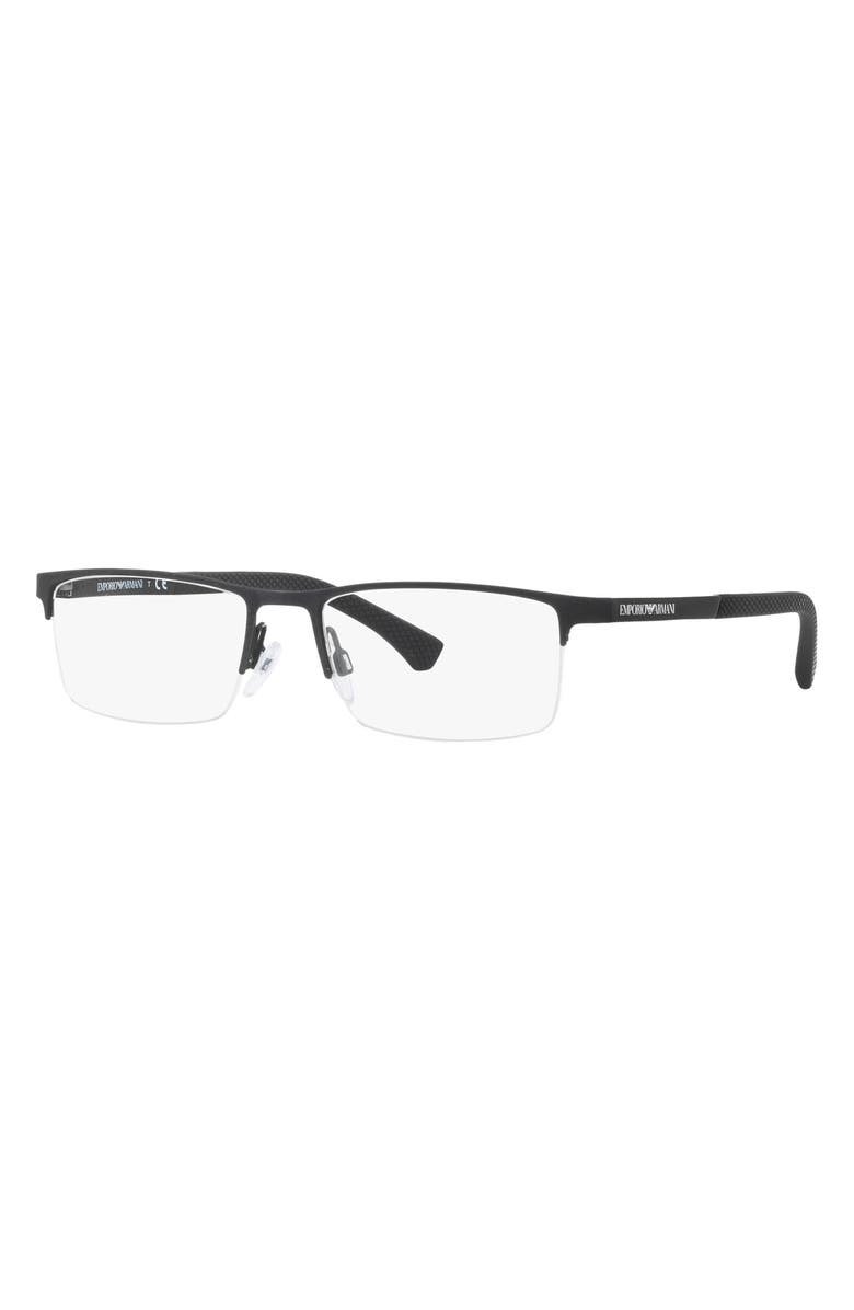 Emporio Armani Giorgio Armani 55mm Semirimless Rectangular Optical Glasses, Alternate, color,