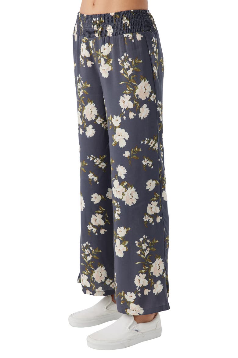 Kids' Tommie Floral Smocked Waist Pants, Alternate, color, PERISCOPE