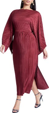 ELOQUII Cape Effect Plisse Dress