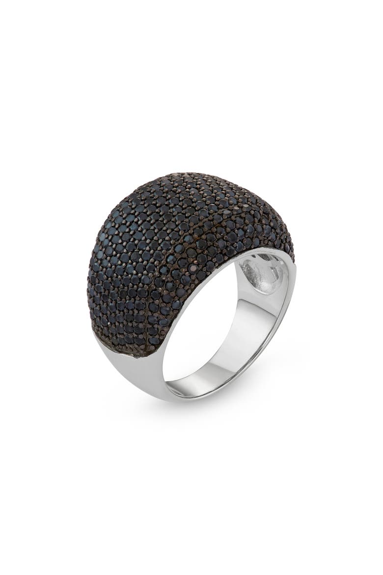 Cubic Zirconia Pavé Ring, Alternate, color, SILVER/ BLACK