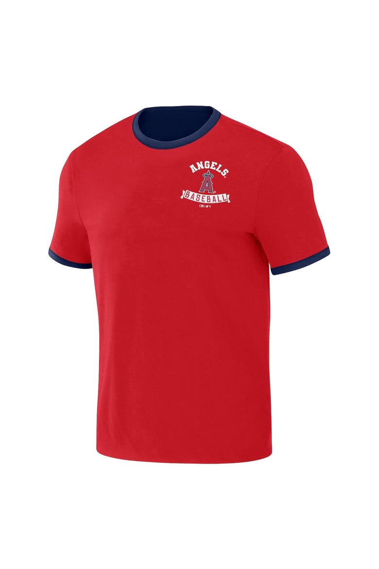 Men's Darius Rucker Collection by Fanatics Red/Navy Los Angeles Angels Two-Way Ringer Reversible T-Shirt, Alternate, color, Red