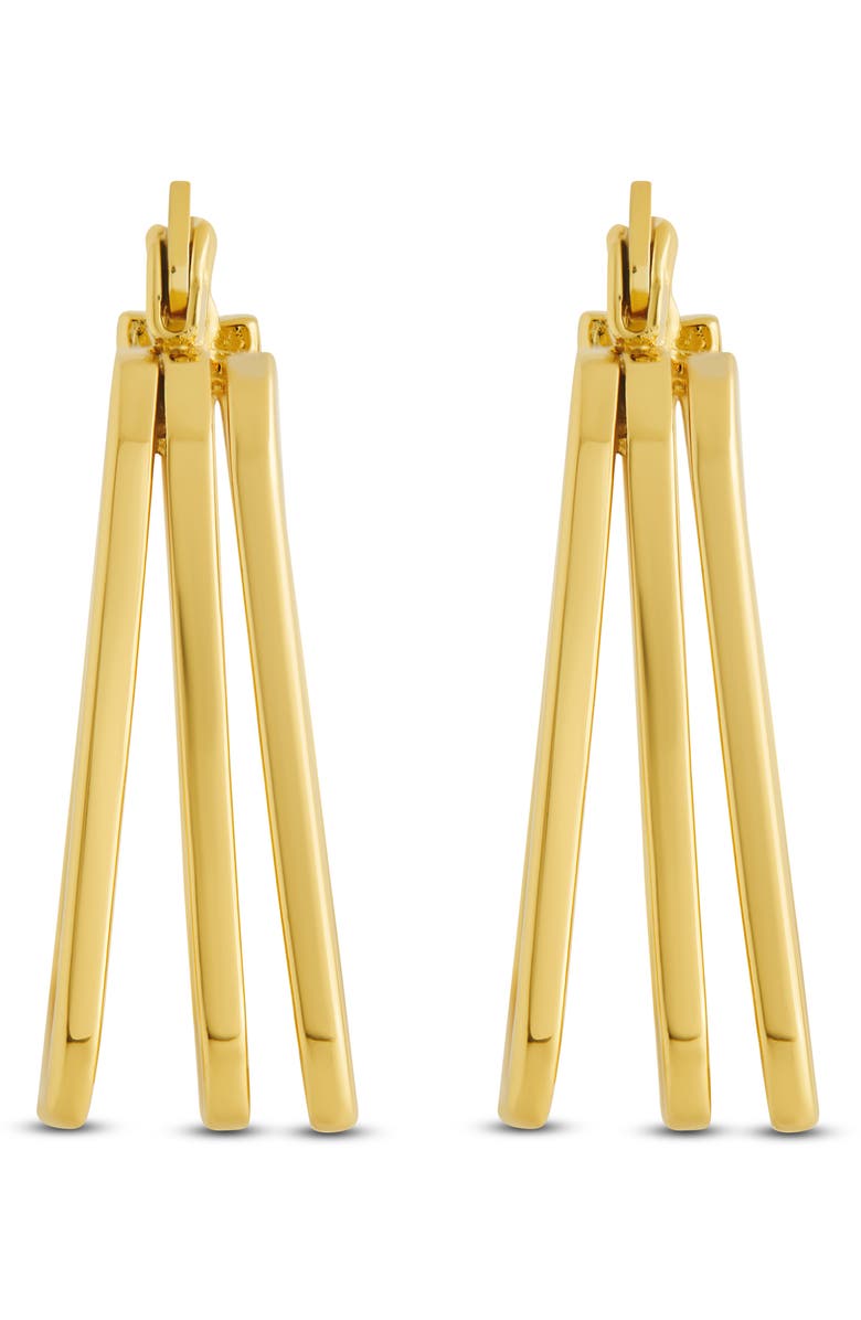 Sterling Forever Triple Bar Hoop Earrings, Alternate, color, Gold