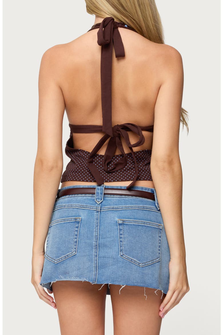 Ginny Mixed Polka Dot Halter Top, Alternate, color, BROWN