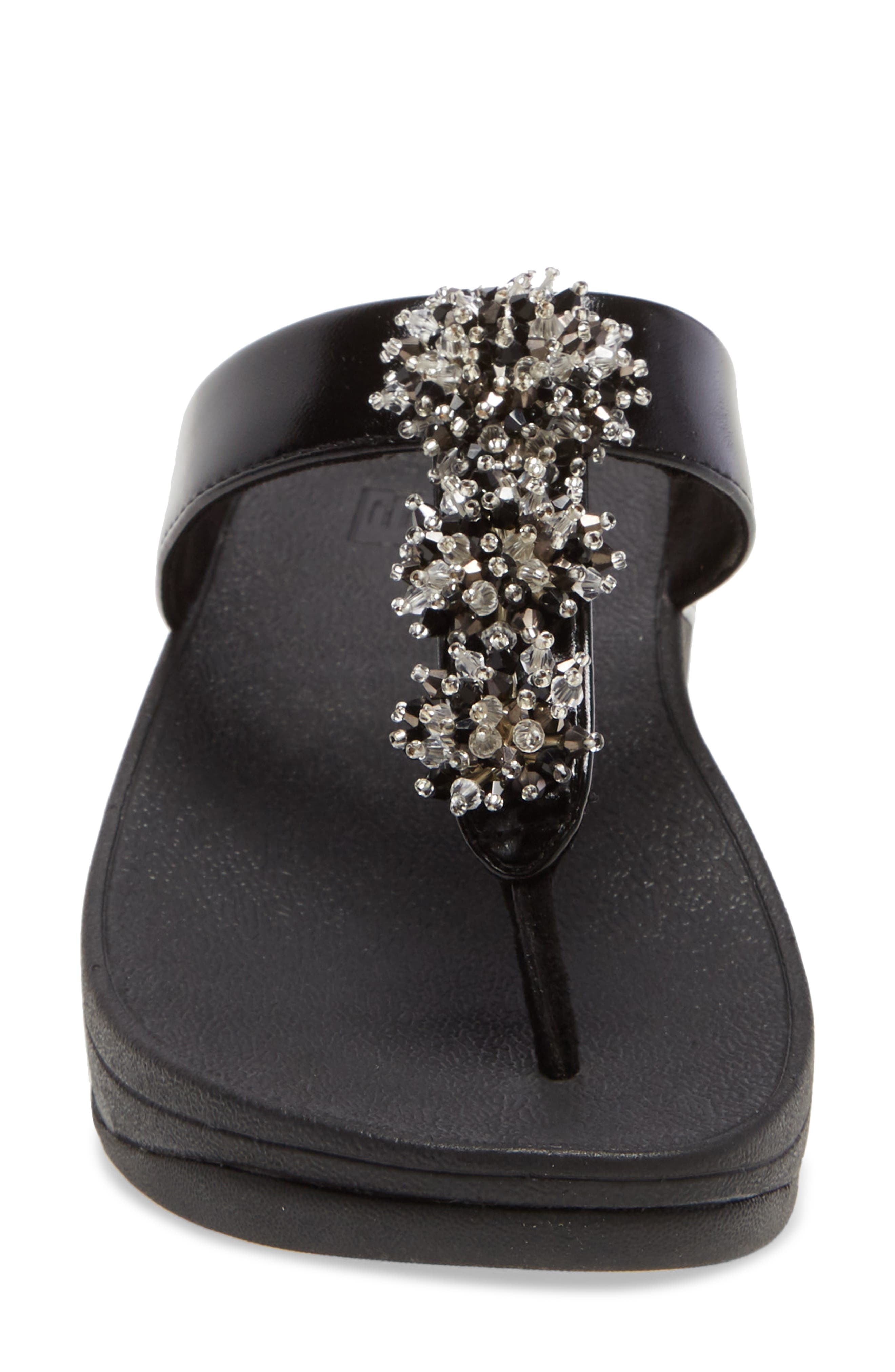 FitFlop Galaxy Toe Wedge Flip Flop, Alternate, color, All Black