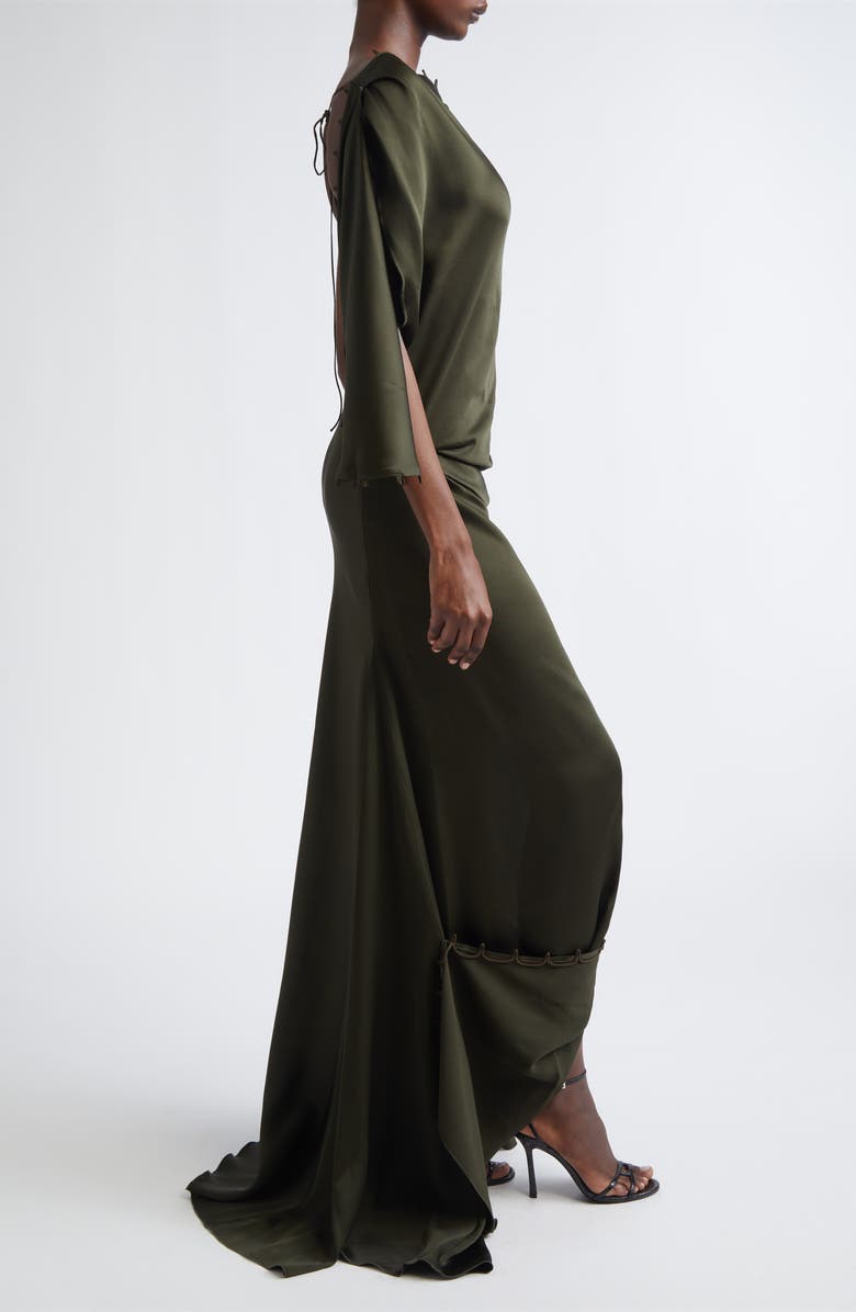 Victoria Beckham Rouleaux Trim Draped Satin Gown, Alternate, color, Dark Olive