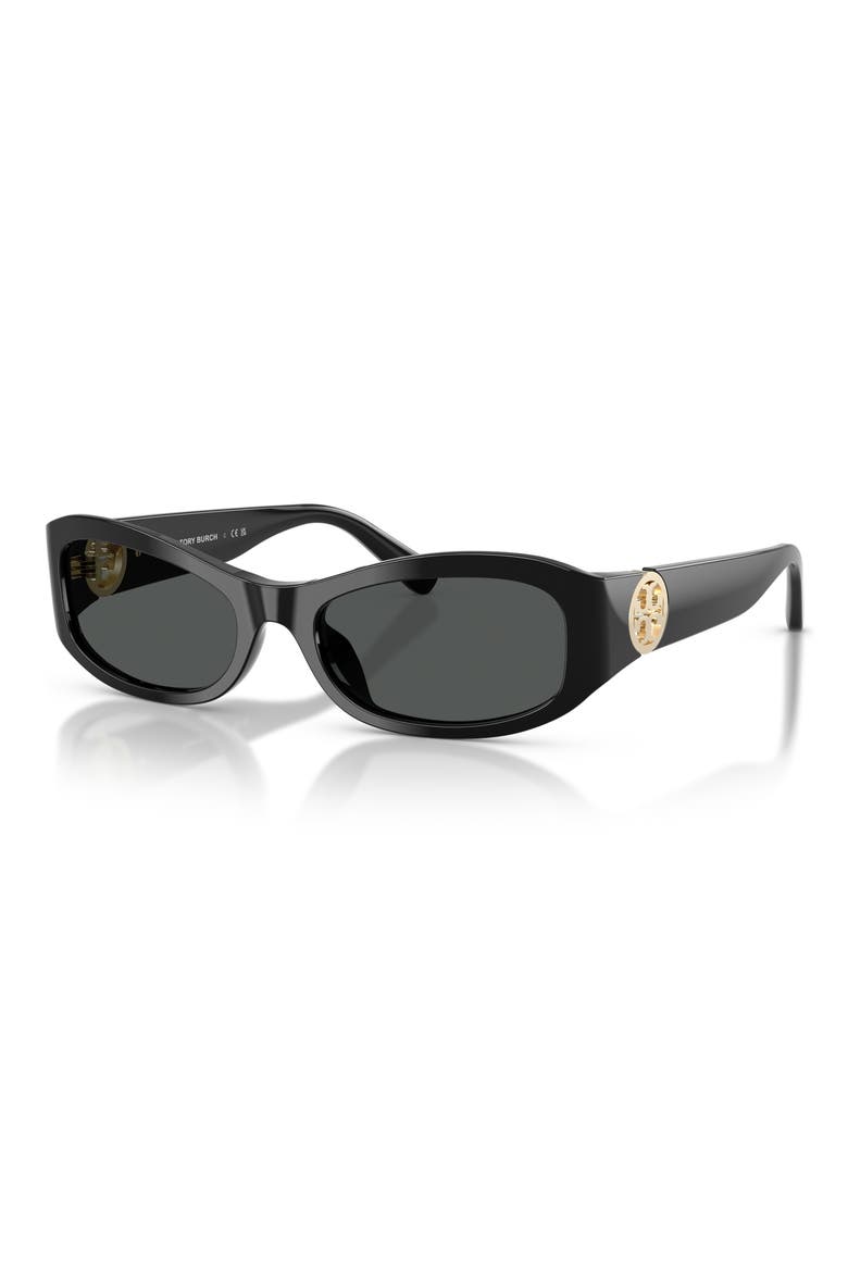 55mm Rectangular Sunglasses, Alternate, color, BLACK / DARK GREY