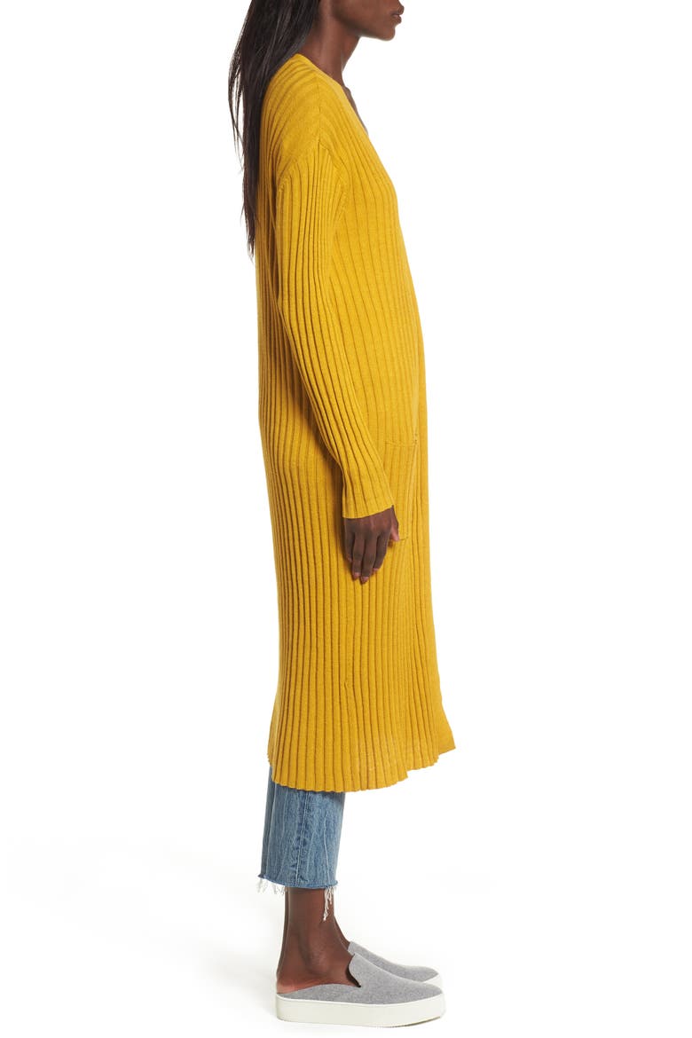 Rib Knit Midi Cardigan, Alternate, color, OLIVE ARROWWOOD
