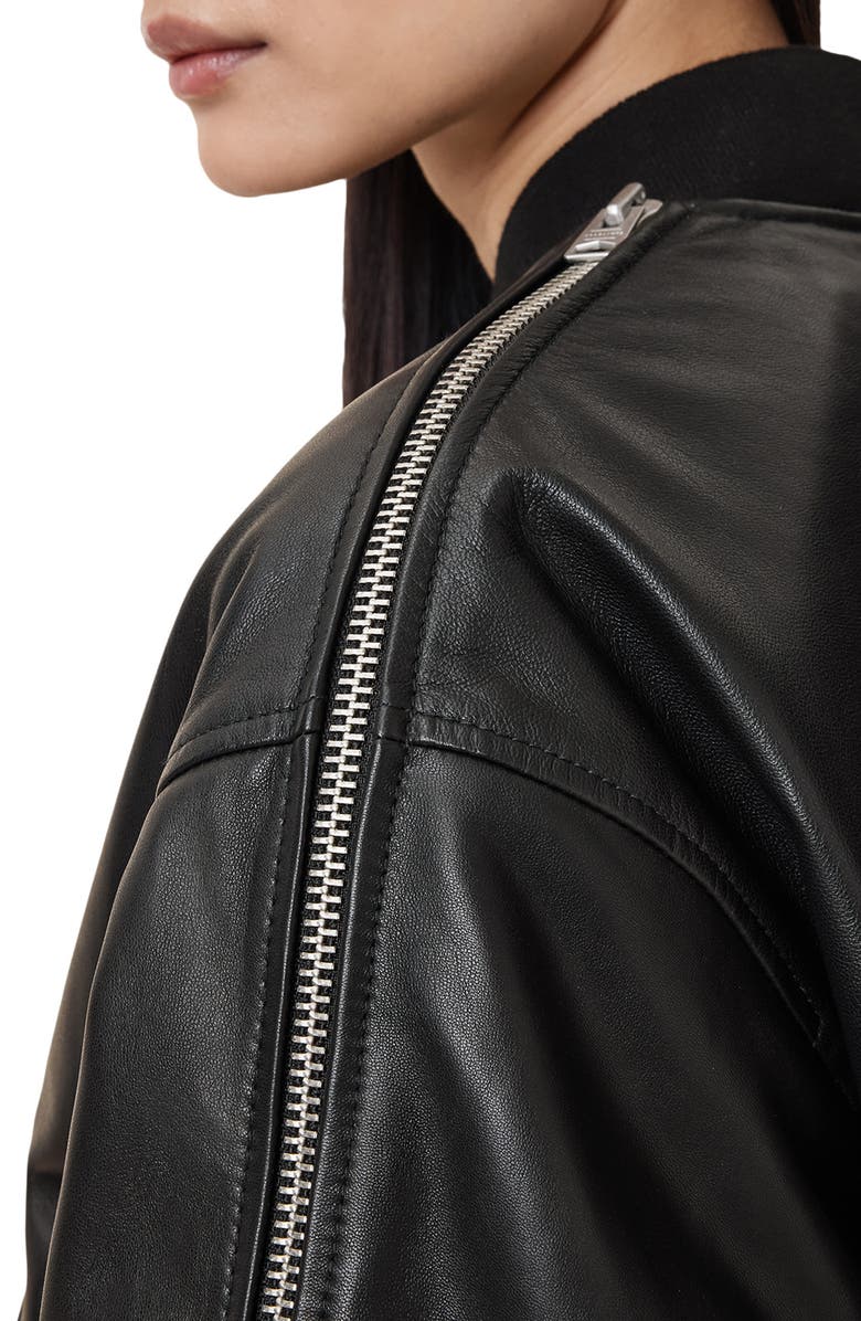 AllSaints Zenith Leather Bomber Jacket, Alternate, color, 