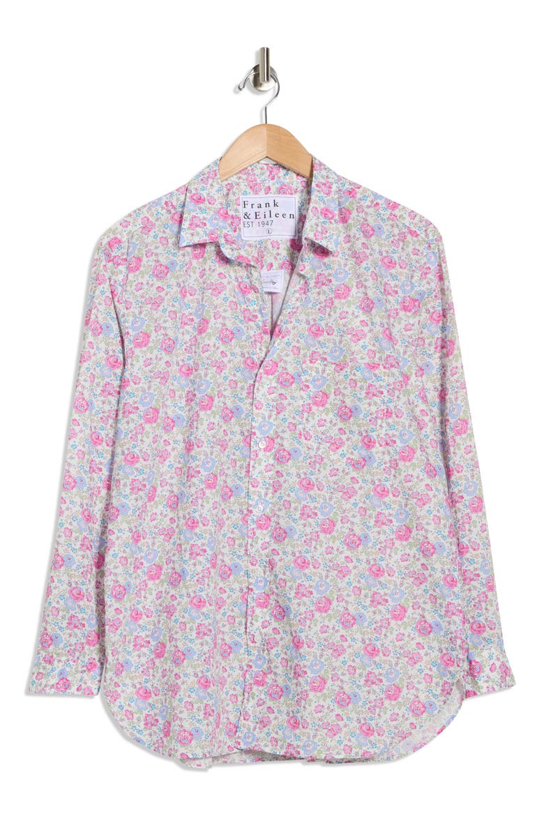 Relaxed Fit Cotton Button-Up Shirt, Alternate, color, BLUE PINK FLORAL