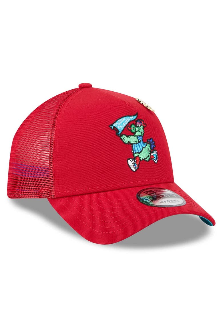 Men's New Era  Red Philadelphia Phillies 2025 Big League Chew A-Frame 9FORTY Adjustable Trucker Hat, Alternate, color, Red
