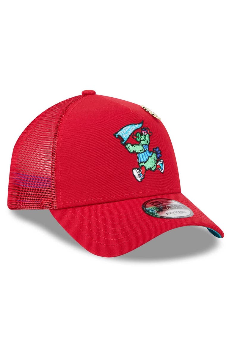 New Era Men's New Era Red Philadelphia Phillies 2025 Big League Chew A-Frame 9FORTY Adjustable Trucker Hat, Alternate, color, Red