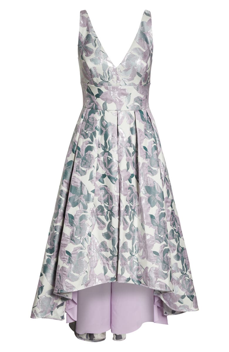 Eliza J Floral Jacquard High/Low Evening Dress, Alternate, color, 