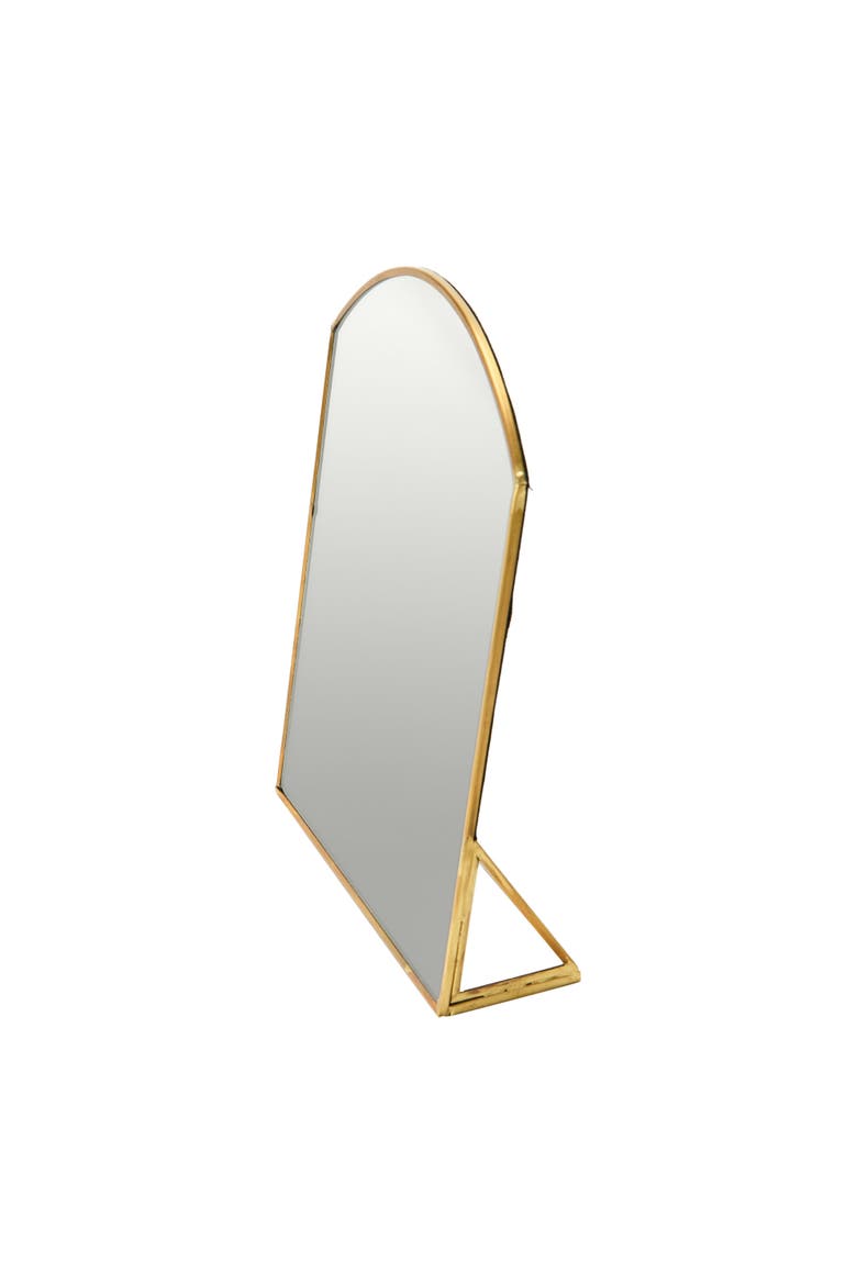 Arched Metal Framed Standing Mirror, Brass, Alternate, color, Brass