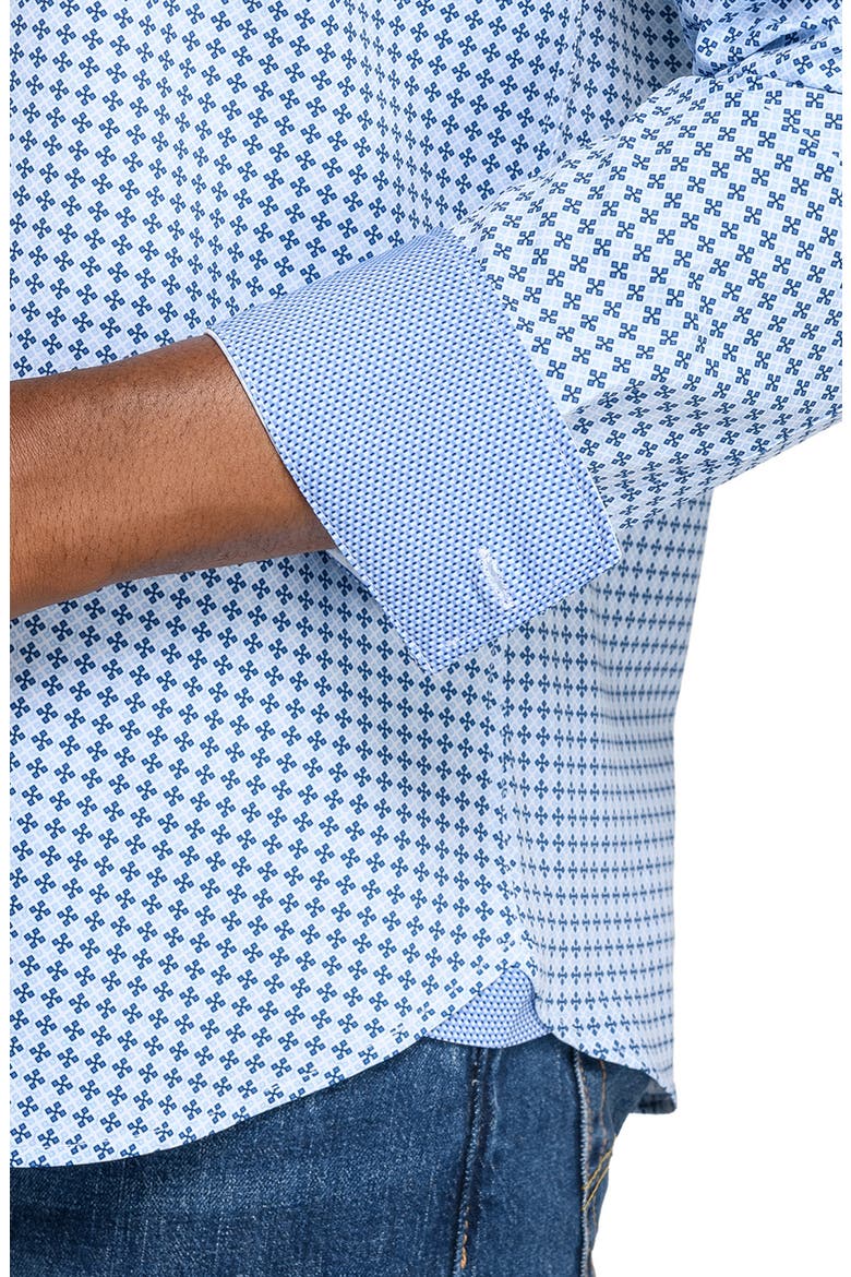 Diamond Geo Woven Long Sleeve Basic, Alternate, color, WHITE/BLUE