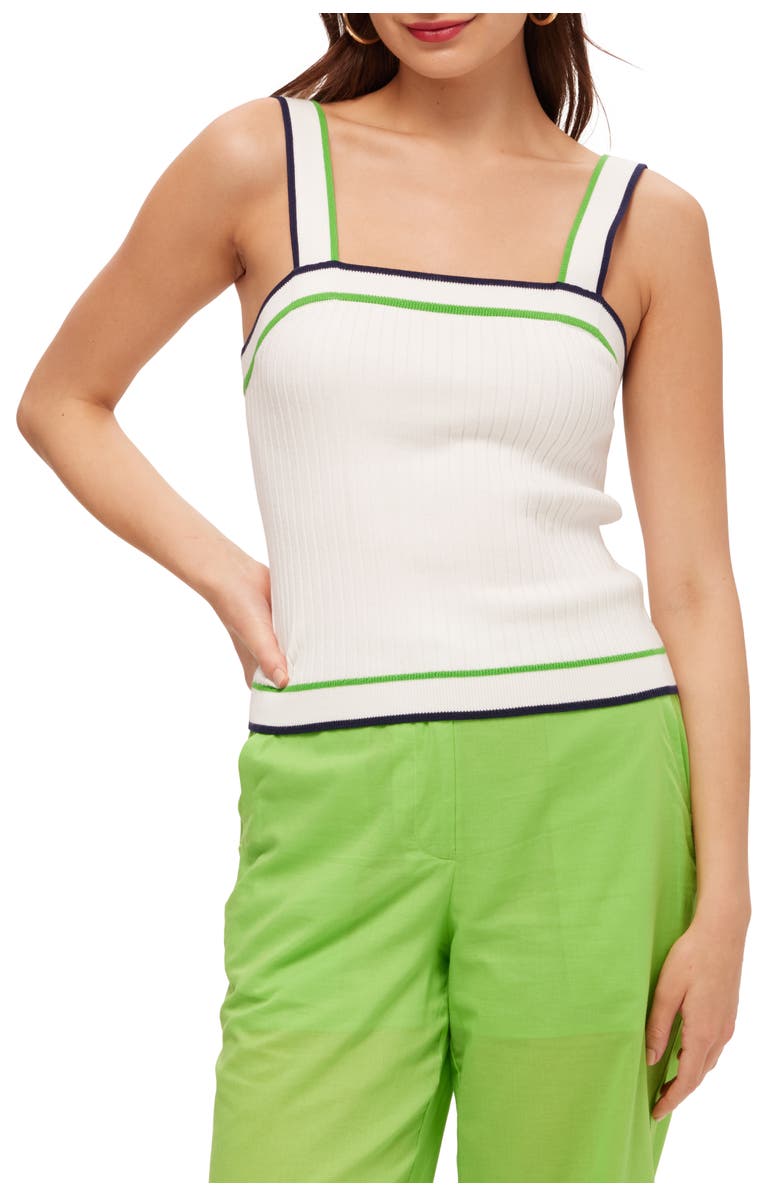 Trina Turk Break Point Square Neck KnitCami, Main, color, Whitewash/Ink