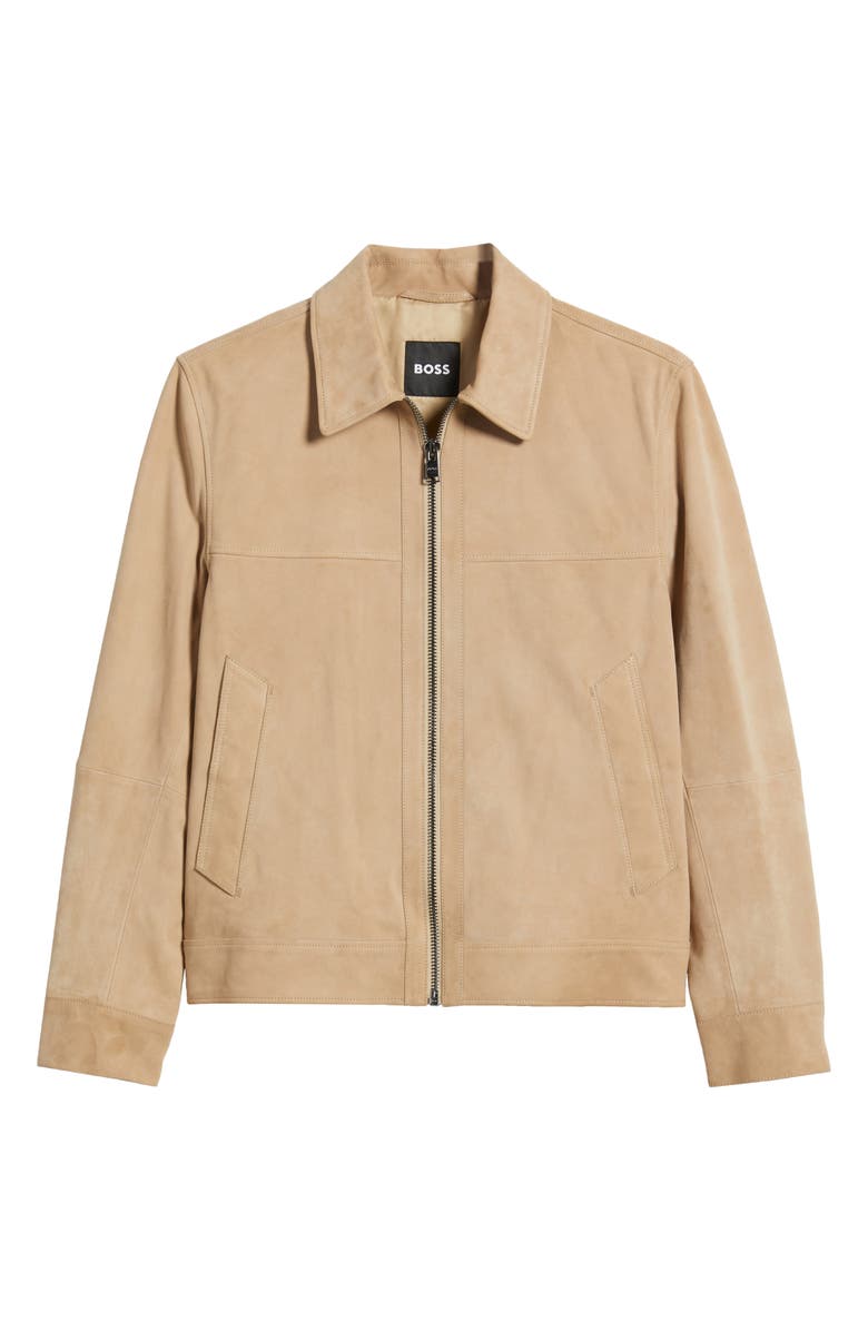 BOSS Malbano Goatskin Suede Jacket, Alternate, color, Light Beige