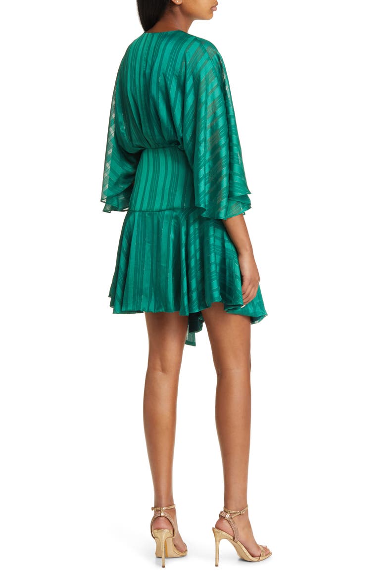 Vonda Stripe Jacquard Long Sleeve Satin Minidress, Alternate, color, FOREST