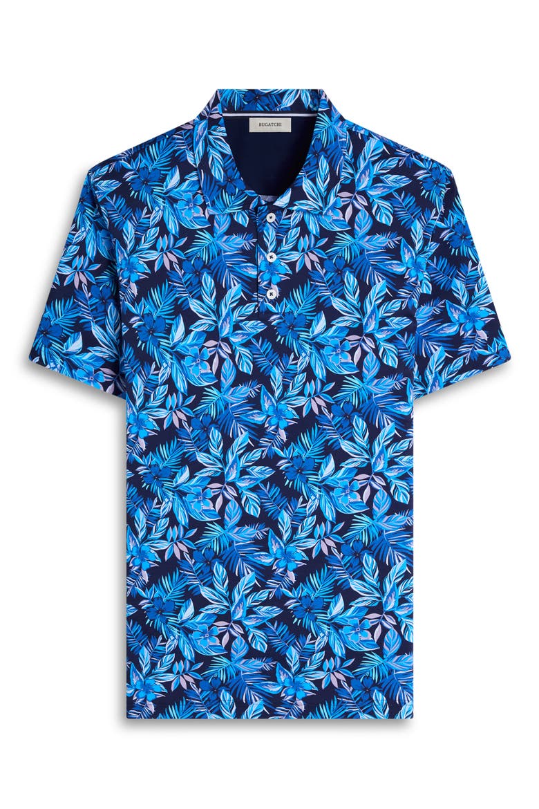 Hendrix Digital Cerulean Floral Print Pima Cotton Polo, Alternate, color, NAVY