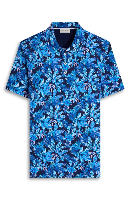 Bugatchi Hendrix Digital Cerulean Floral Print Pima Cotton Polo In Blue