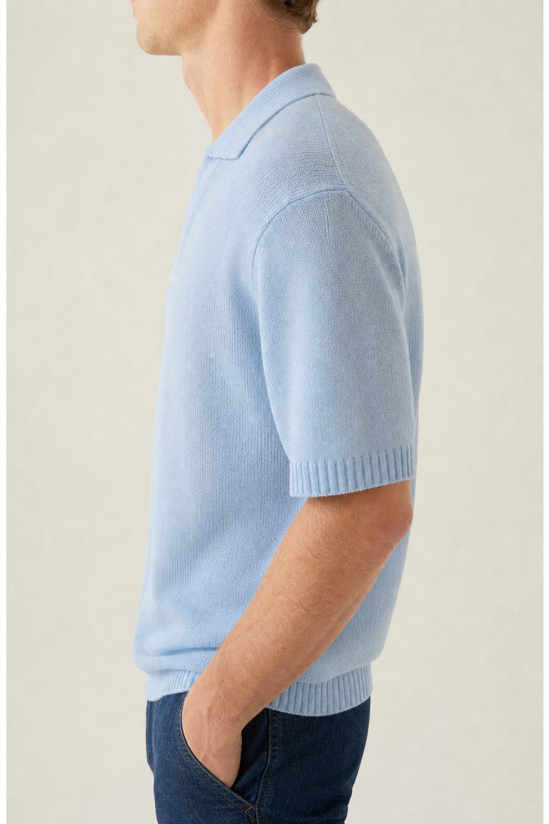 Open Collar Short Sleeve Knit Polo, Alternate, color, Light Blue