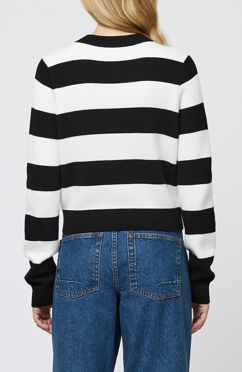 French Connection Nyrobi Stripe Cardigan, Alternate, color, Black/ Porcelain Cream