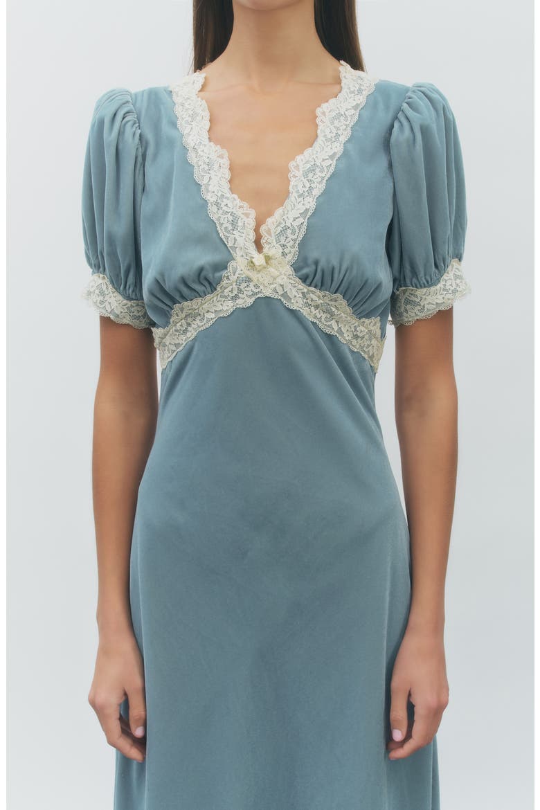 Sabrina Lace Trim Maxi Dress, Alternate, color, TEAL