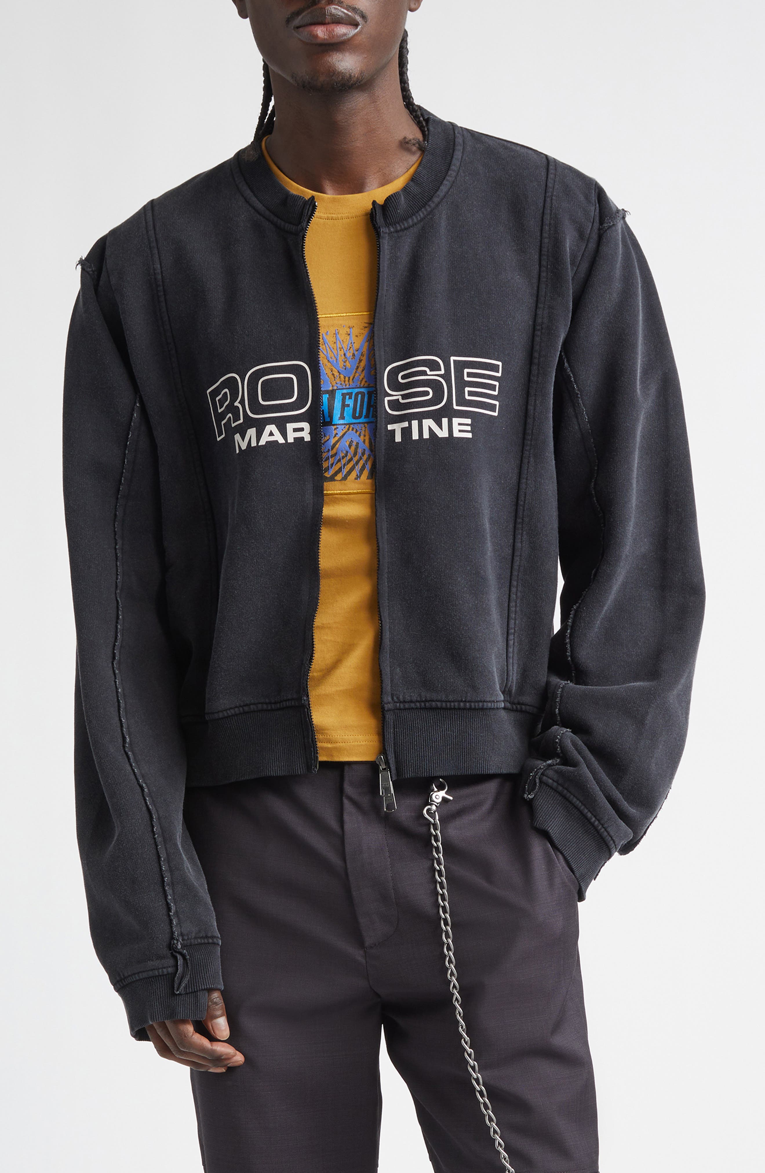Martine Rose Shrunken Full Zip Logo Sweatshirt (Men) | Nordstrom
