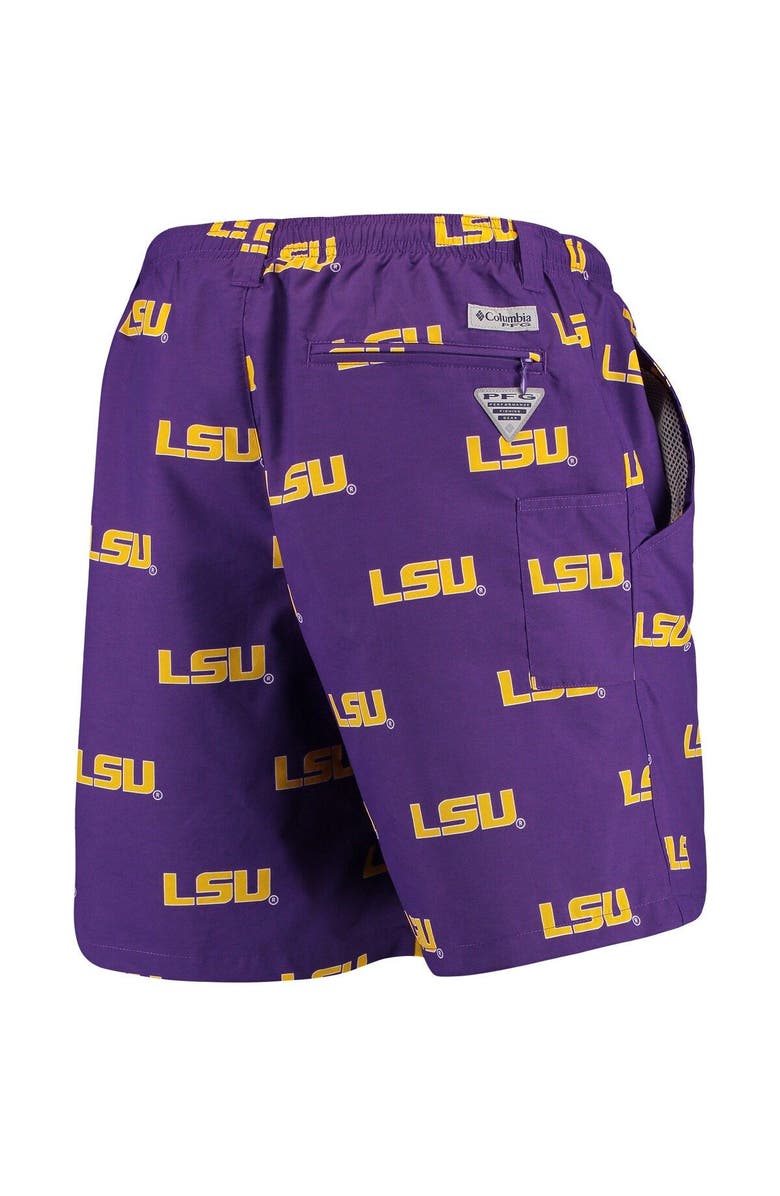 Columbia Men's Columbia PFG Purple LSU Tigers Backcast II 8" Omni-Shade Hybrid Shorts, Alternate, color, Purple