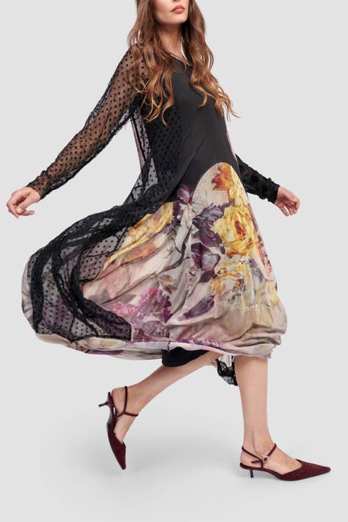 Alembika Mixed Media Cocoon Mesh Maxi In Multi