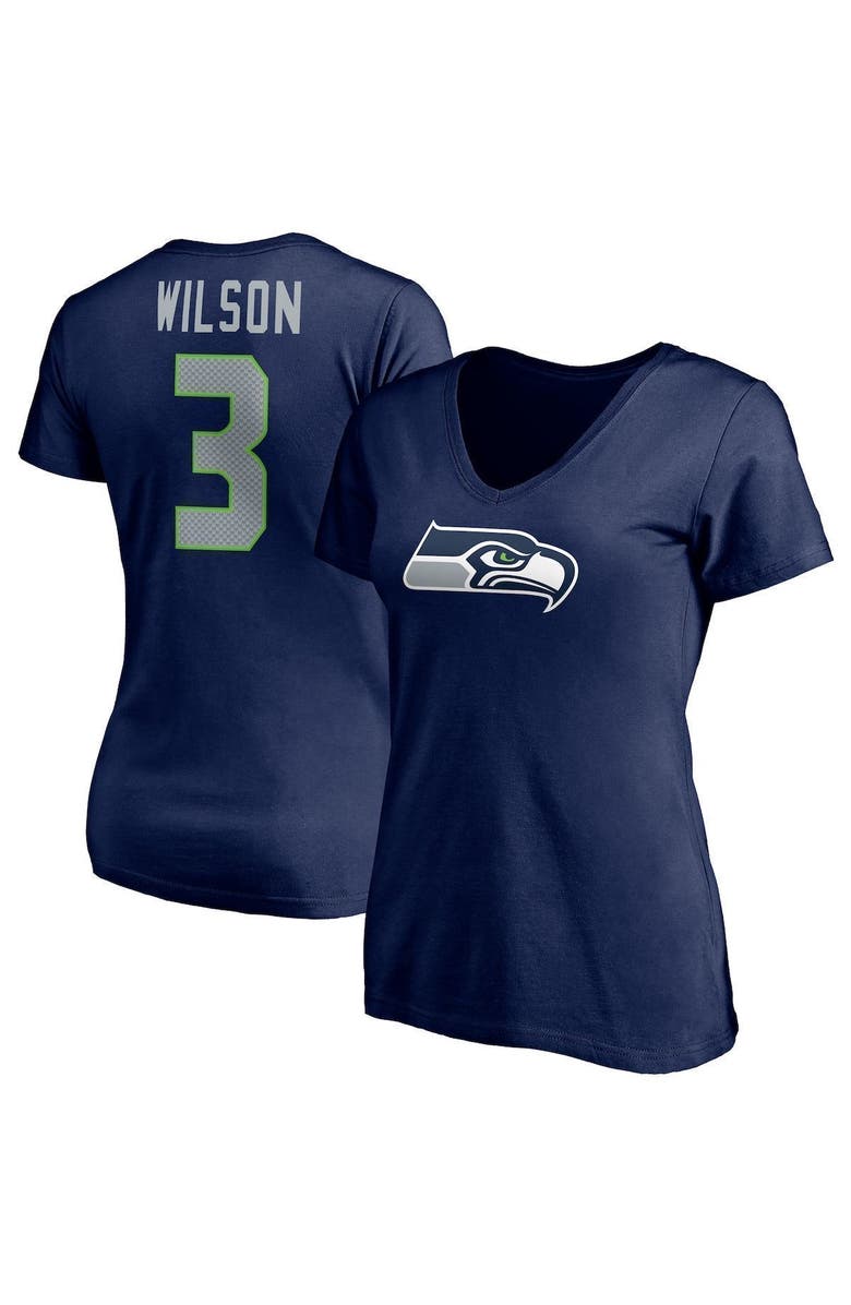 FANATICS Women's Fanatics Branded Russell Wilson College Navy Seattle Seahawks Player Icon Name & Number V-Neck T-Shirt, Main, color, 