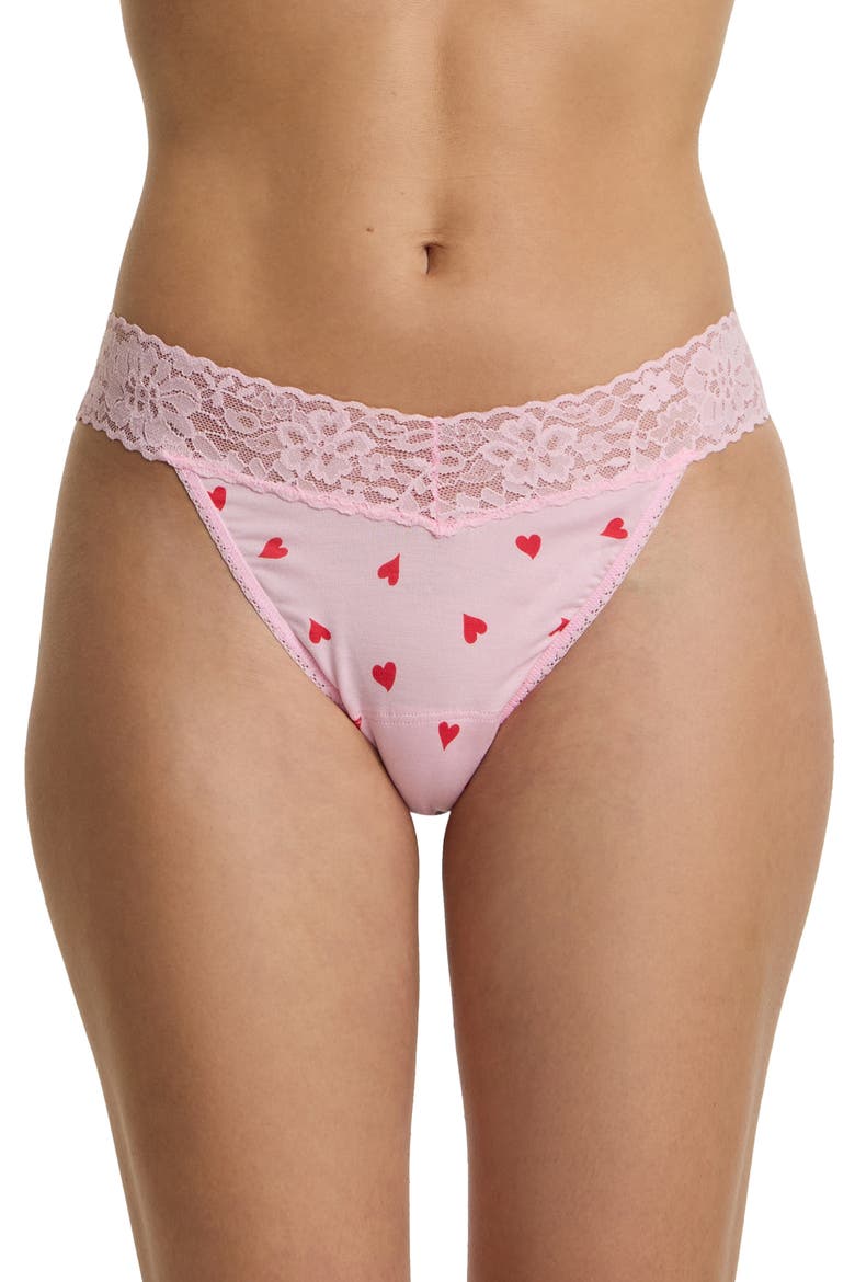 Indigo Stripe DreamEase Original Rise Thong, Main, color, SO IN LOVE PINK