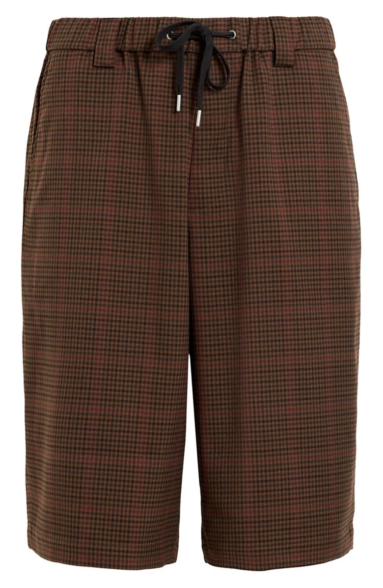 AllSaints Newell Check Elastic Waist Long Shorts, Alternate, color, Coin Brown