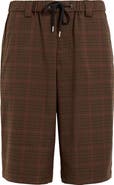 AllSaints Newell Check Elastic Waist Long Shorts