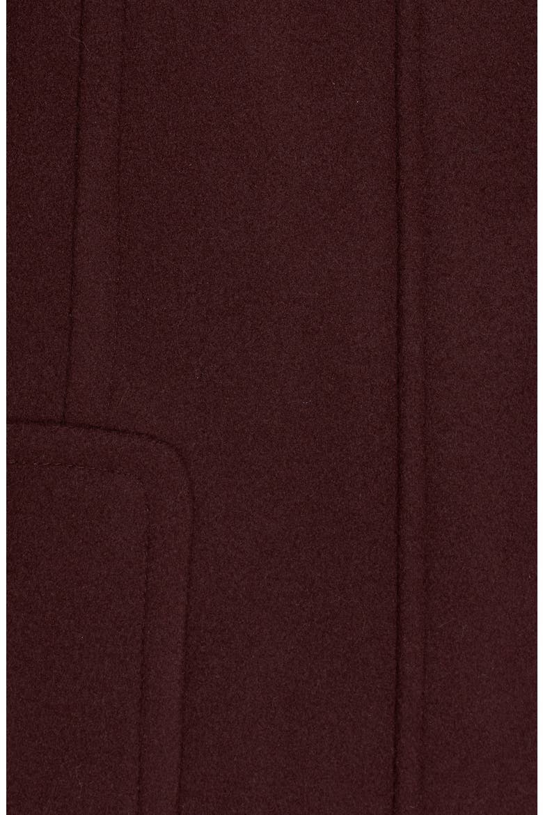 Hooded Wool Blend Coat with Genuine Fox Fur Trim, Alternate, color, BURGUNDY