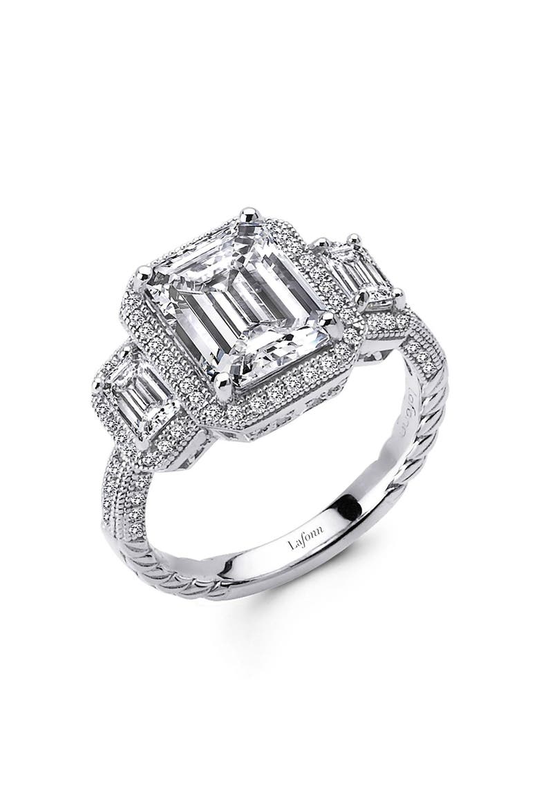 'Lassaire' Three Stone Ring, Main, color, SILVER