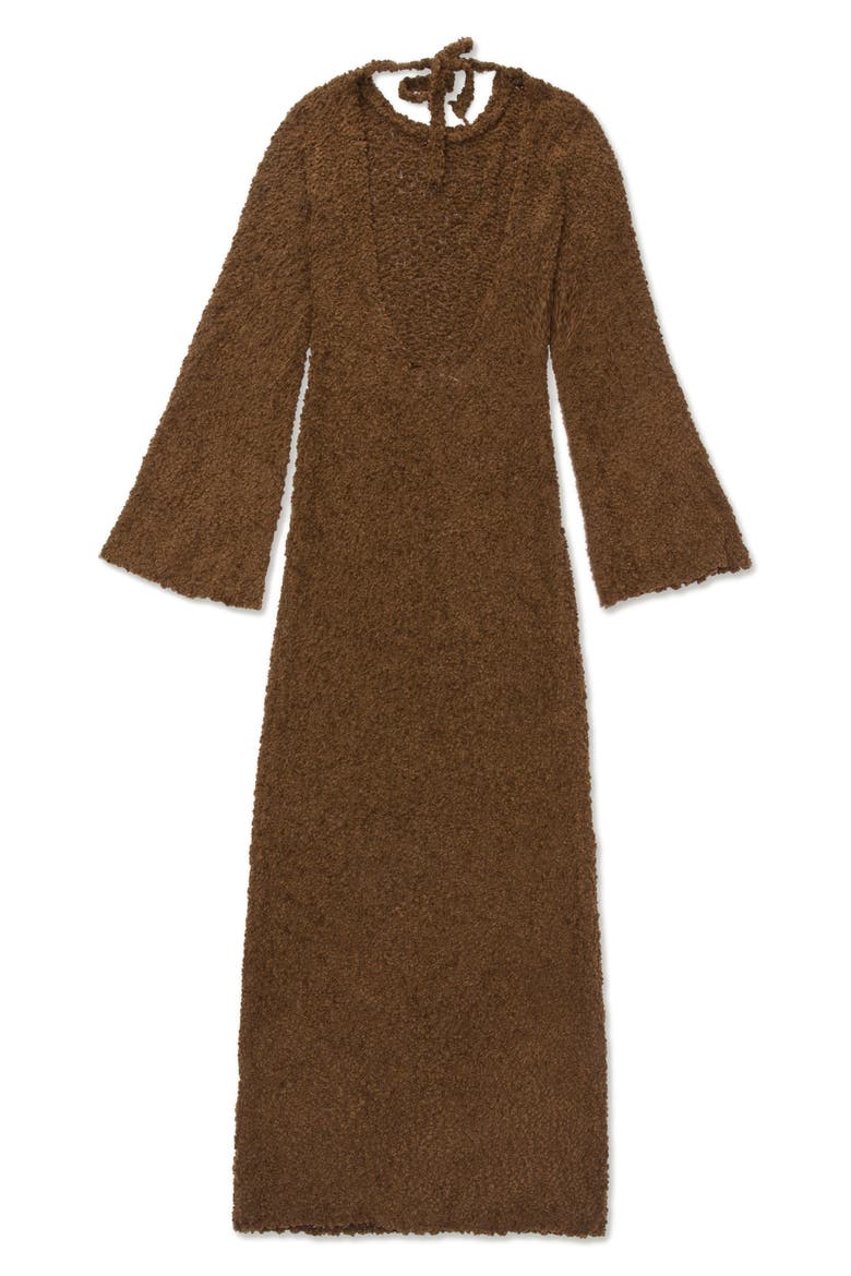 Long Sleeve Cotton Knit Maxi Dress, Alternate, color, BROWN
