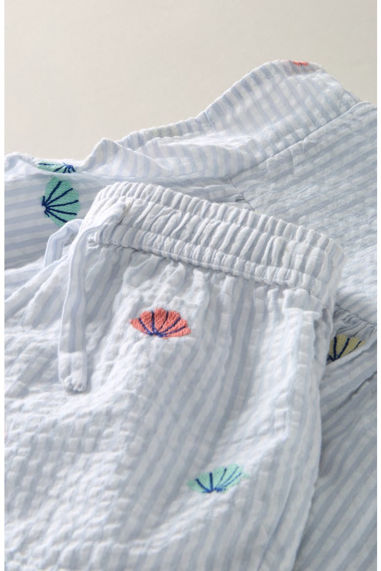 Ruffle Cotton Sleeveless Top & Shorts Set, Alternate, color, BLUE HALOGEN SEASHELL STRIPE