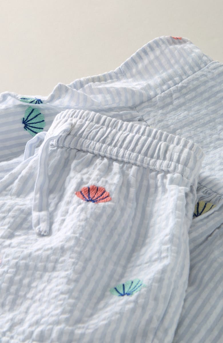 Tucker + Tate Ruffle Cotton Sleeveless Top & Shorts Set, Alternate, color, Blue Halogen Seashell Stripe