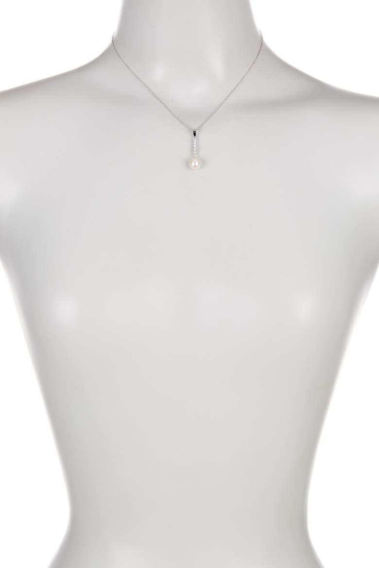 Dangling CZ & 8-9mm Pearl Necklace & Earrings Set, Alternate, color, NATURAL WHITE