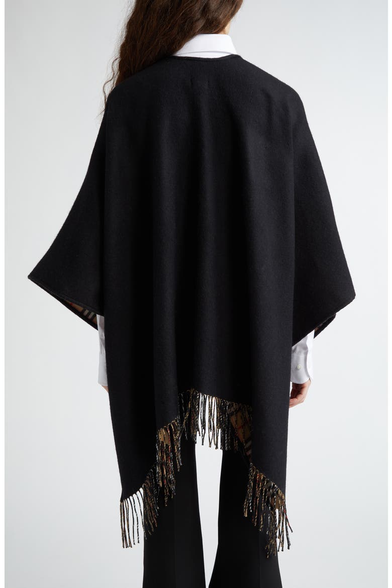 Reversible Open Front Wool Cape, Alternate, color, BLACK CHECK