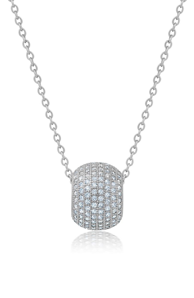 Crislu Pavé Cubic Zirconia Bead Pendant Necklace, Main, color, Silver