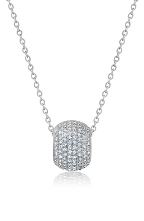 Pavé Cubic Zirconia Bead Pendant Necklace