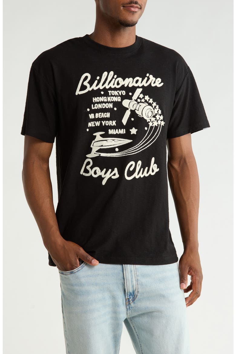 Global Embroidered T-Shirt, Main, color, BLACK
