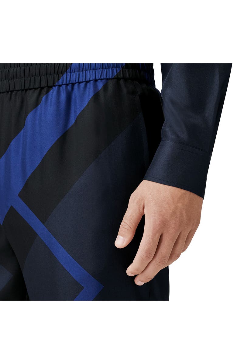 Burberry Remy Chevron Check Silk Pants, Alternate, color, Dark Charcoal Blue