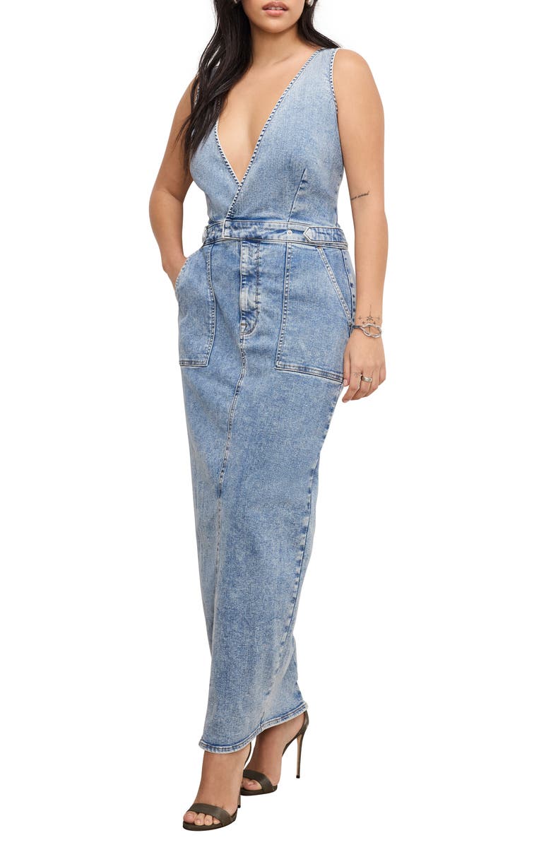 Good American Fit For Success Denim Maxi Dress, Alternate, color, 
