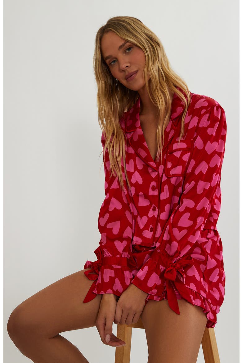 Aurora & Luna Heart Print Short Pajamas, Alternate, color, VALENTINE HEART
