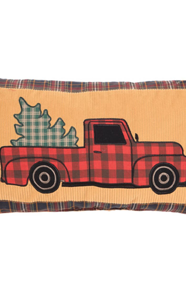 C&F Home Wild Wood For Truck Applique Christmas Throw Pillow, 12" x 24", Alternate, color, Red